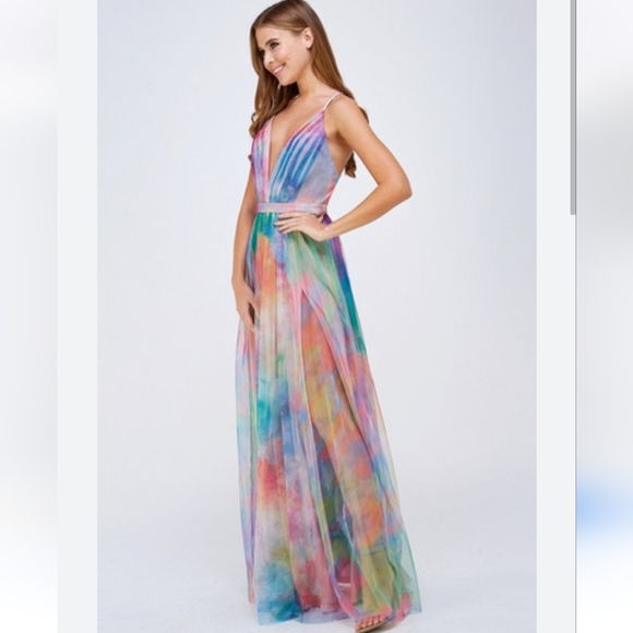 MANIJU Rainbow Tie Dye Tulle Dress - Picture 2 of 6